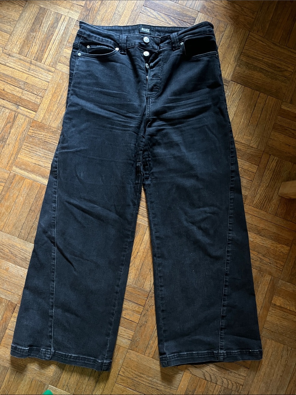 PAIGE Wide Leg Flare Jeans in Charcoal